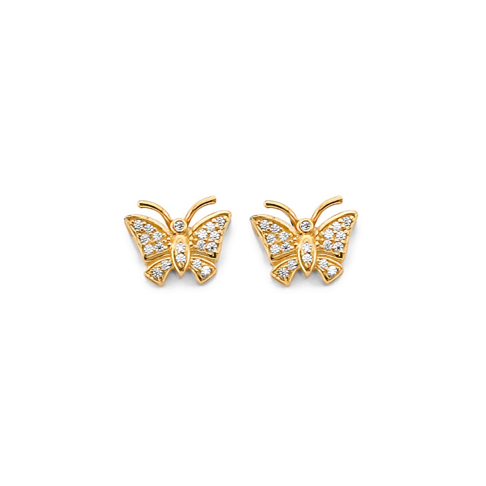 14KY CZ BUTTERFLY PUSH BACK EARRINGS (1 of 4)