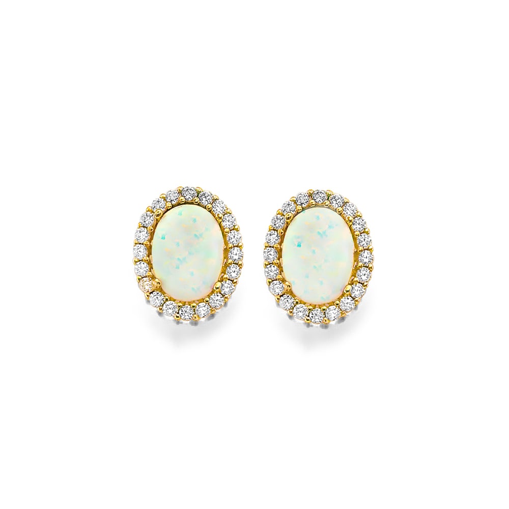 14KY CZ OPAL EARRINGS/SET (1 of 4)