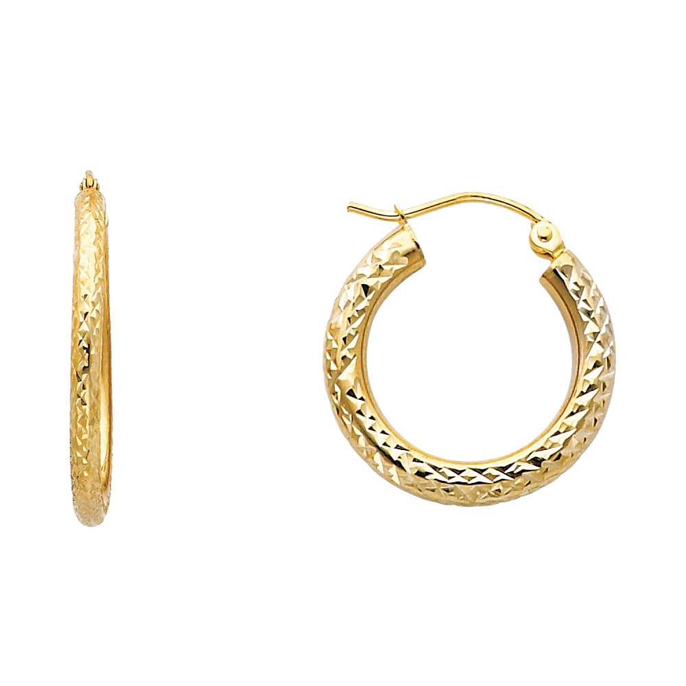 14KY DC ROUND HOOP EARRINGS: 14KY DC Round Hoop Earrings Material Type : 14k Gold Material Color : Yellow Avg. Weight: Avg. Weight: 1.33 Gr. Size: Height : 20 mm, Width : 20 mm Accessories: None Notice: When purchasing pre-owned