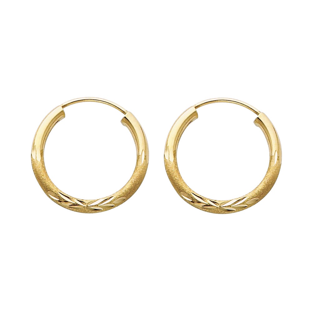 14KY BUDDED DC ENDLESS HOOP EARRINGS: 14KY Budded DC Endless Hoop Earrings Material Type : 14k Gold Material Color : Yellow Avg. Weight: Avg. Weight: 0.71 Gr. Size: Height : 17 mm, Width : 17 mm Accessories: None Notice: When purchasing