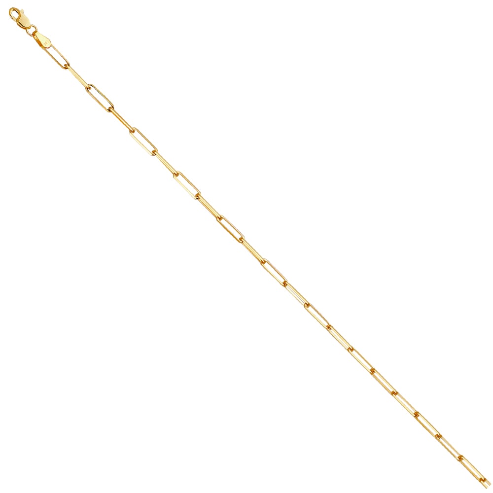 14KY TRIANGLE DC PAPERCLIP CHAIN: 14KY Triangle DC Paperclip Chain Material Type : 14k Gold Material Color : Yellow Avg. Weight: Avg. Weight: 4.02 Gr. Size: Length : 16 inch, Width 2.7mm Accessories: None Notice: When purchasing pr
