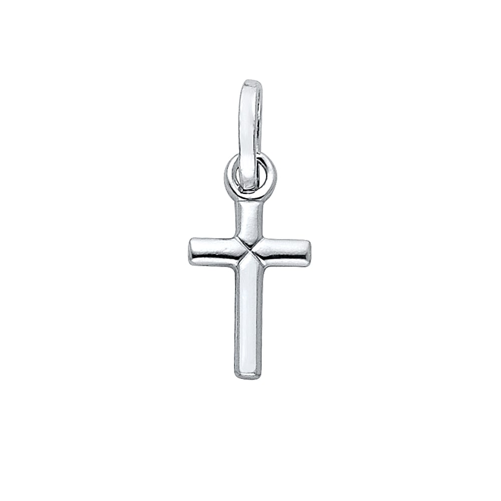 14KW SOLID LATIN CROSS: 14KW Solid Latin Cross Material Type : 14k Gold Material Color : White Avg. Weight: Avg. Weight: 0.7 Gr. Size: Height 20 mm, Width 8 mm Accessories: None Notice: When purchasing pre-owned goods,