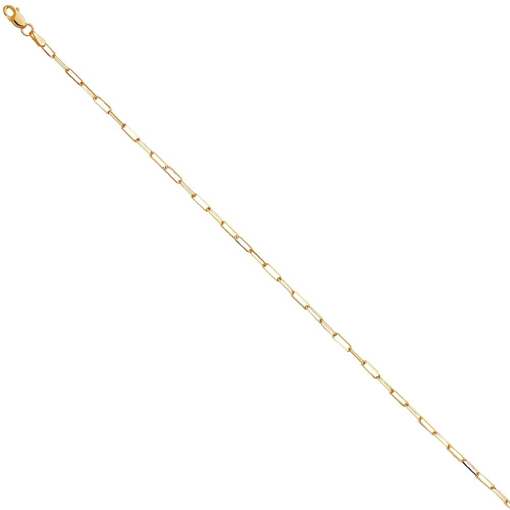 14KY TRIANGLE DC PAPERCLIP CHAIN: 14KY Triangle DC Paperclip Chain Material Type : 14k Gold Material Color : Yellow Avg. Weight: Avg. Weight: 2.84 Gr. Size: Length : 22 inch, Width 1.8mm Accessories: None Notice: When purchasing