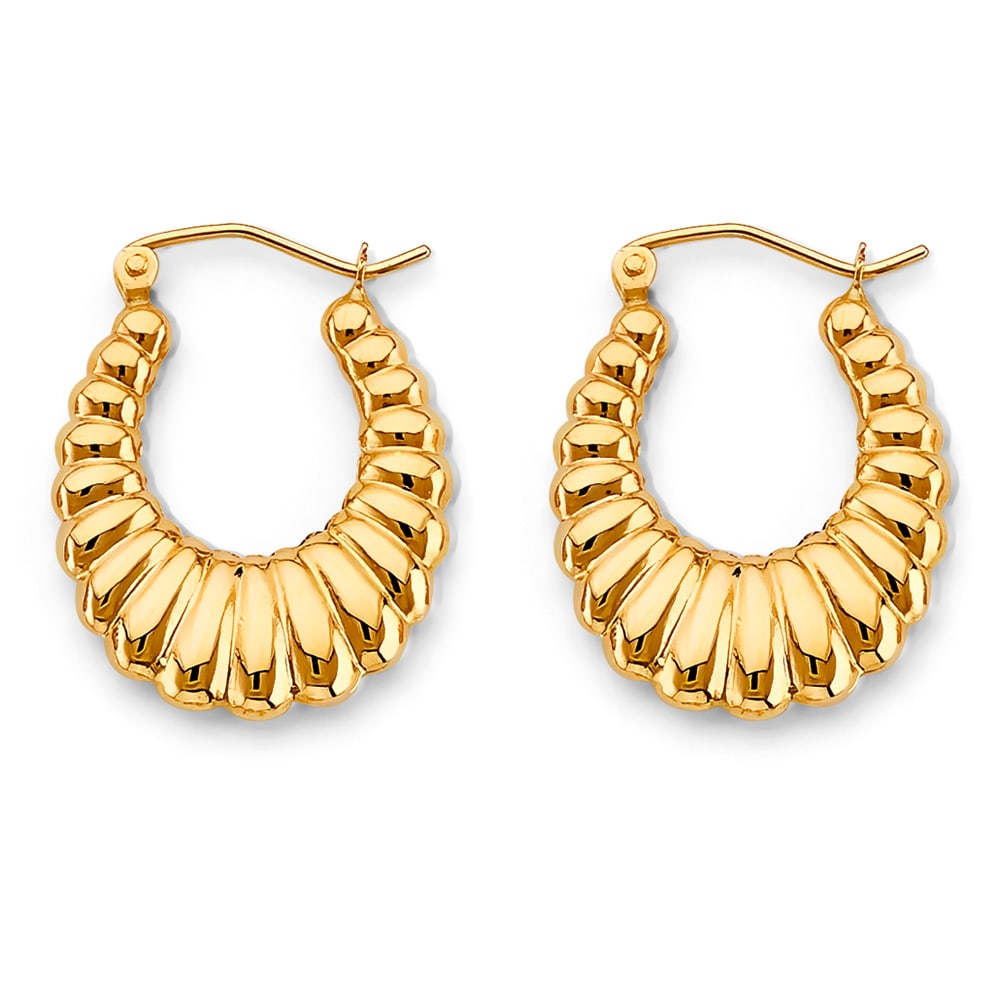 14KY SHINY HOLLOW HOOP EARRINGS: 14KY Shiny Hollow Hoop Earrings Material Type : 14k Gold Material Color : Yellow Avg. Weight: Avg. Weight: 1.89 Gr. Size: Height : 23 mm, Width : 18 mm Accessories: None Notice: When purchasing