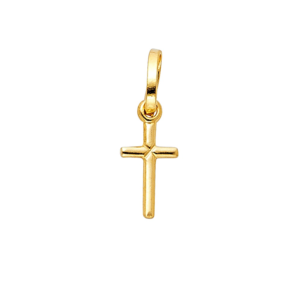 14KY SOLID LATIN CROSS: 14KY Solid Latin Cross Material Type : 14k Gold Material Color : Yellow Avg. Weight: Avg. Weight: 0.42 Gr. Size: Height 18 mm, Width 6 mm Accessories: None Notice: When purchasing pre-owned goods,