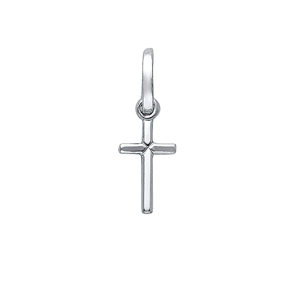 14KW SOLID LATIN CROSS: 14KW Solid Latin Cross Material Type : 14k Gold Material Color : White Avg. Weight: Avg. Weight: 0.39 Gr. Size: Height 18 mm, Width 6 mm Accessories: None Notice: When purchasing pre-owned goods,