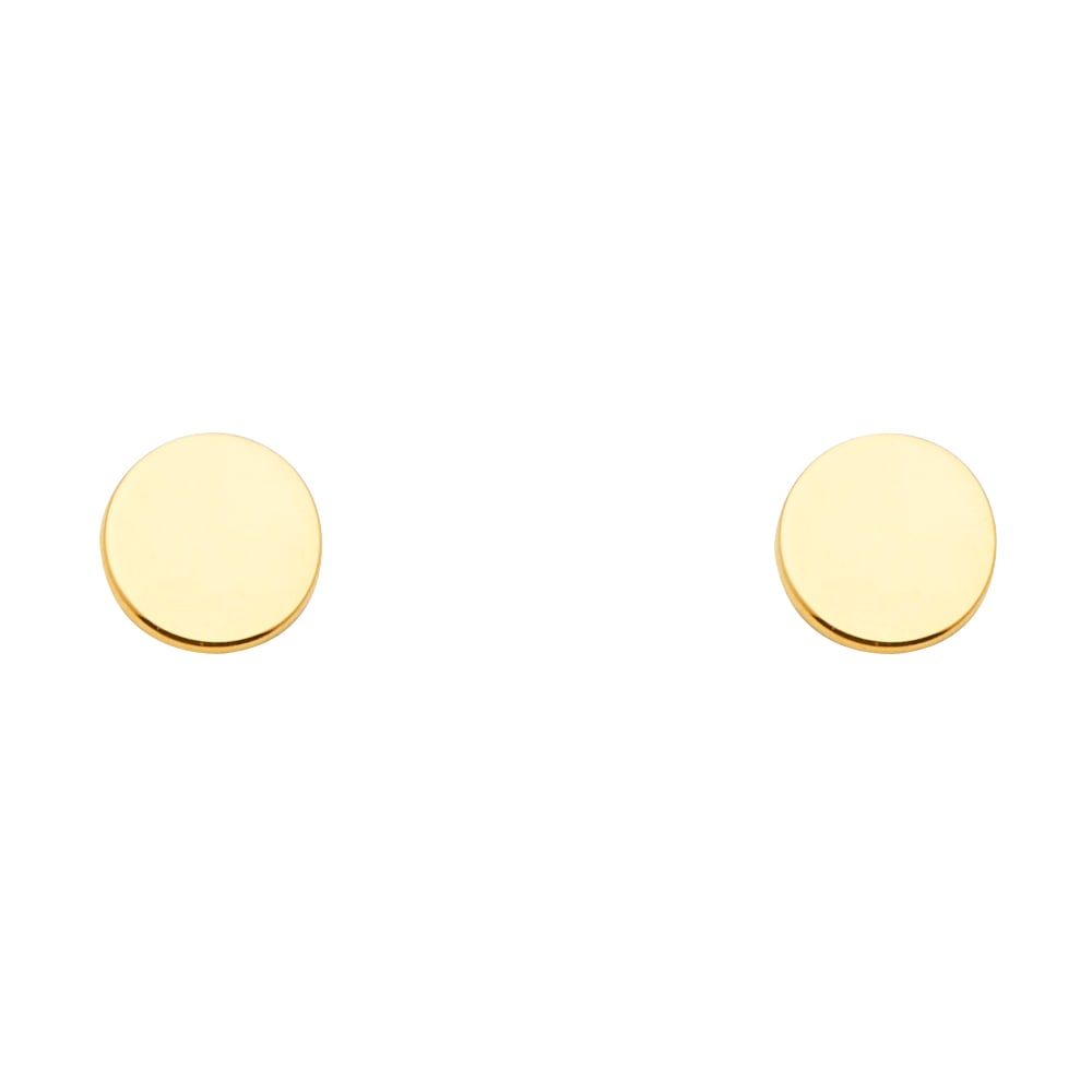14KY PLAIN CIRCLE EARRINGS WITH PUSH BACK: 14KY Plain Circle Earrings with Push Back Material Type : 14k Gold Material Color : Yellow Avg. Weight: Avg. Weight: 0.95 Gr. Size: Height : 6 mm, Width : 6 mm Accessories: None Notice: When