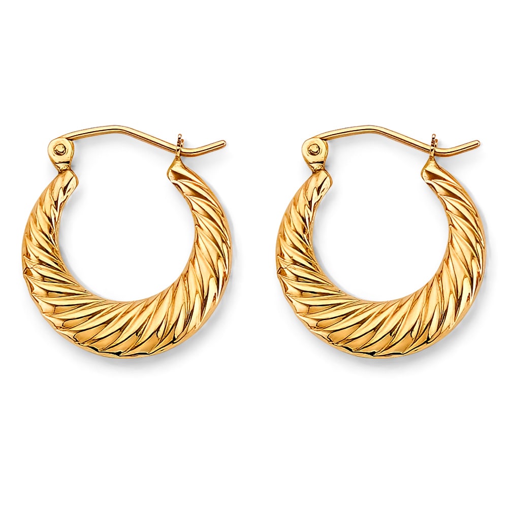 14KY HOLLOW HOOP EARRINGS: 14KY Hollow Hoop Earrings Material Type : 14k Gold Material Color : Yellow Avg. Weight: Avg. Weight: 1.23 Gr. Size: Height : 20 mm, Width : 17 mm Accessories: None Notice: When purchasing pre-owned