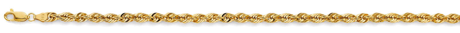 14KY FRENCH HOLLOW ROPE CHAIN: 14KY French Hollow Rope Chain Material Type : 14k Gold Material Color : Yellow Avg. Weight: Avg. Weight: 4.72 Gr. Size: Length : 8 inch, Width 4.3mm Accessories: None Notice: When purchasing pre-ow