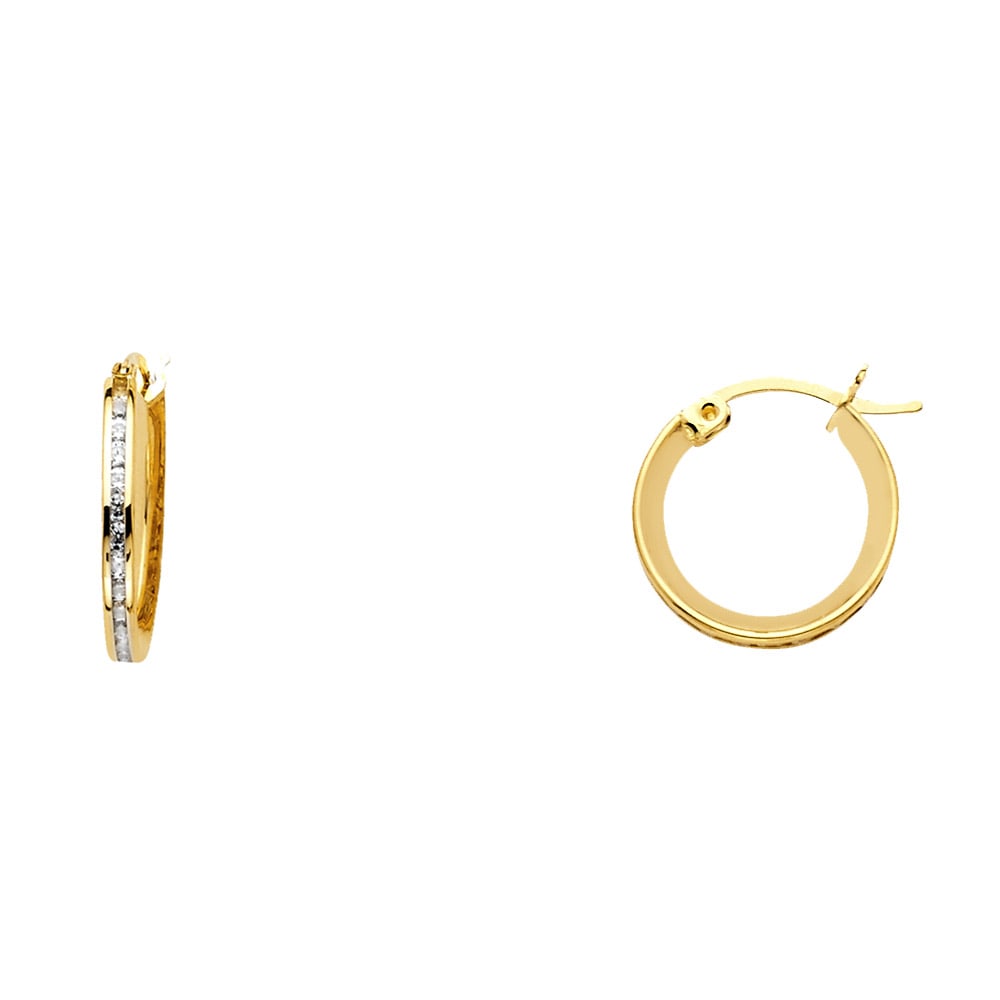 14K CZ EARRINGS: 14K CZ Earrings Material Type : 14k Gold Material Color : Yellow Avg. Weight: Avg. Weight: 0.97 Gr. Size: Height : 13 mm, Width : 13 mm Accessories: None Notice: When purchasing pre-owned goods, pl