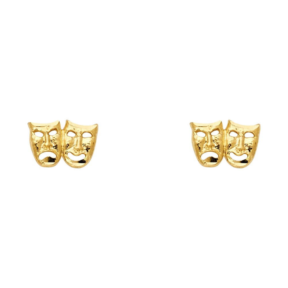 14KY SMALL SMALLILE /CRY FACE POST EARRINGS: 14KY Small Smallile /Cry Face Post Earrings Material Type : 14k Gold Material Color : Yellow Avg. Weight: Avg. Weight: 0.99 Gr. Size: Height : 6 mm, Width : 10 mm Accessories: None Notice: When pur