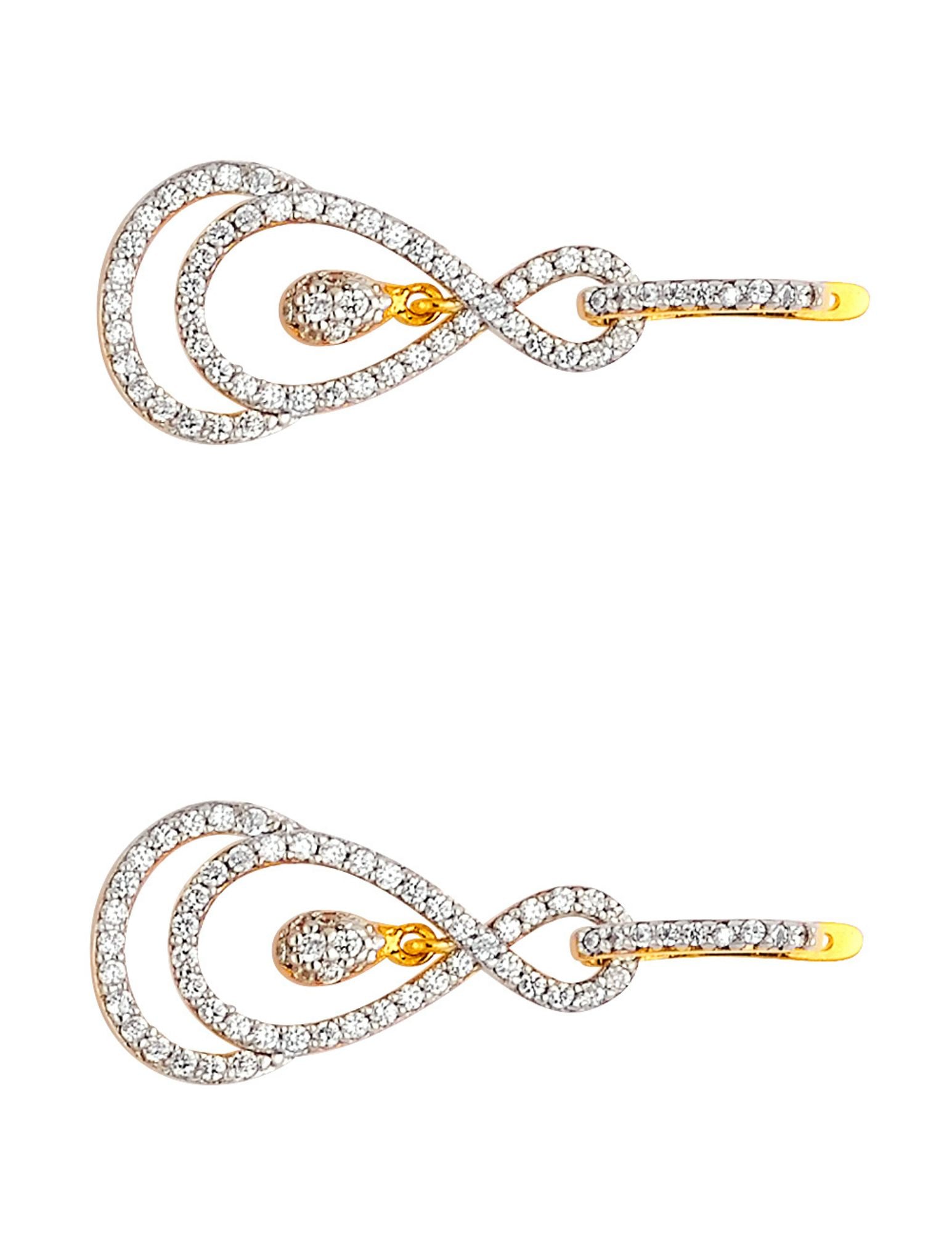 14K 2T CZ INFINITY HANGING EARRINGS - 2