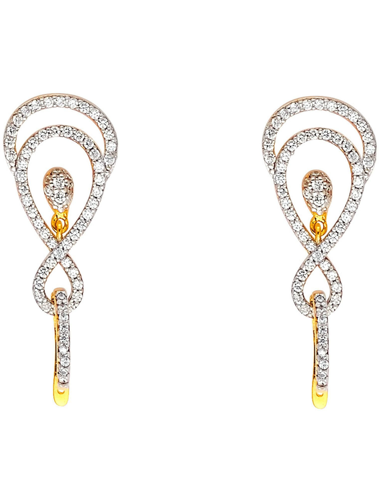 14K 2T CZ INFINITY HANGING EARRINGS - 3