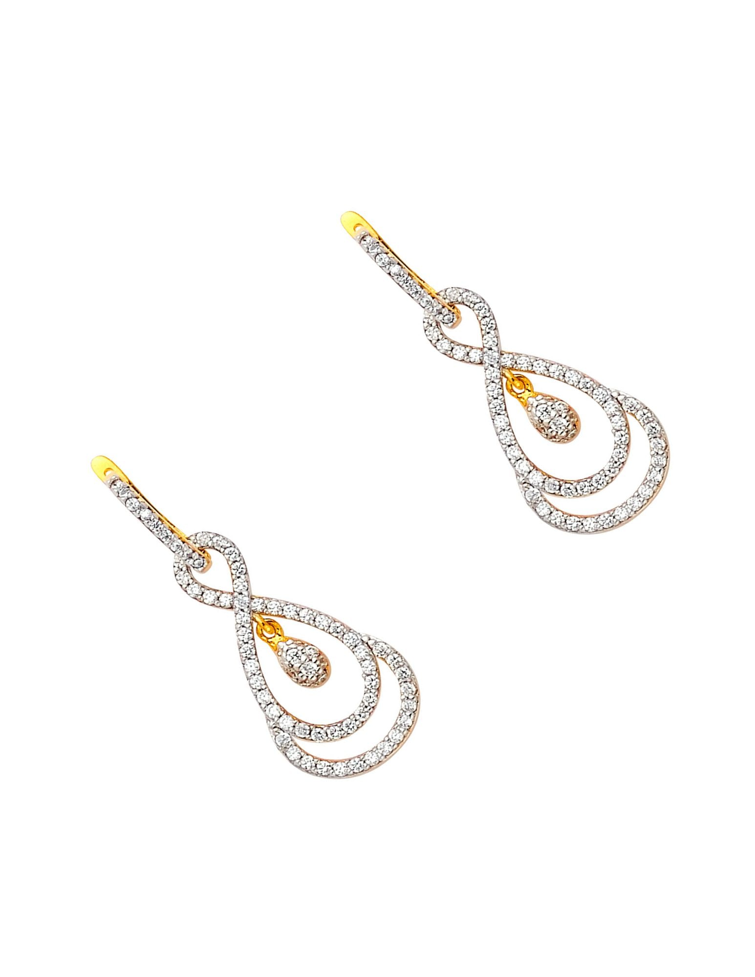 14K 2T CZ INFINITY HANGING EARRINGS - 4