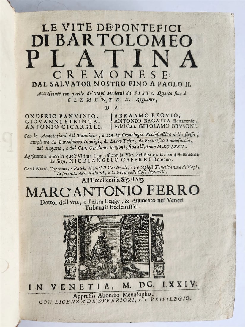 1674 ANTIQUE POPES' LIVES ILLUSTRATED IN ITALIAN (1 of 13)