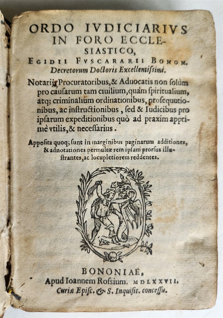 ANTIQUE ORDO IUDICIARIUS IN FORO ECCLESIASTICO VELLUM TREATED BY CANON LAW IN 1577 (1 of 8)