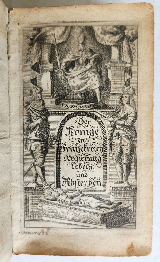 THE LIFE, REIGN, AND DEATH OF THE FRENCH KINGS IN 1671, ILLUSTRATED WITH 66 PORTRAITS: Year/Century: 17th century Language: German Subject: History Binding: Vellum Description: The Kingdom in France: Life, Governance, and Absterben: From well-researched French historical narratives, thi
