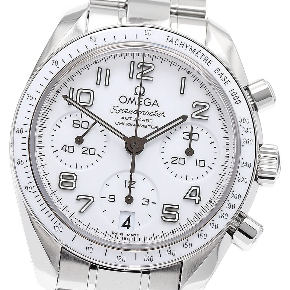 OMEGA SPEEDMASTER DATE CHRONOGRAPH AUTOMATIC WATCH: OMEGA Speedmaster Date Chronograph Automatic Watch Brand: OMEGA Type/Style: Wristwatch Material: Band Material Stainless Steel, Case Material Stainless Steel Color: Dial Color white Band Color Silver
