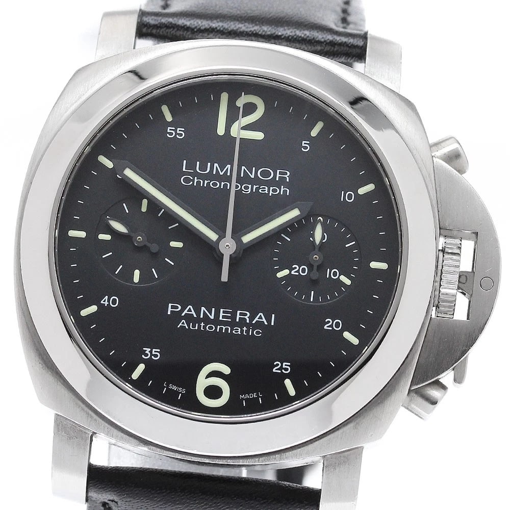 OFFICINE PANERAI LUMINOR CHRONOGRAPH AUTOMATIC WATCH: OFFICINE PANERAI Luminor Chronograph Automatic Watch Brand: OFFICINE PANERAI Type/Style: Wristwatch Material: Band Material leather, Case Material Stainless Steel Color: Case Color Silver Band Color b