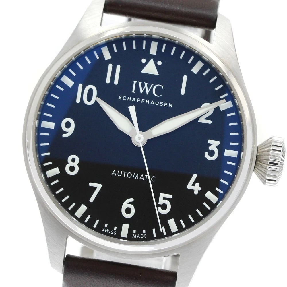 IWC SCHAFFHAUSEN BIG PILOT WATCH BLACK AUTOMATIC WATCH: IWC SCHAFFHAUSEN big pilot watch Black Automatic Watch Brand: IWC SCHAFFHAUSEN Type/Style: Wristwatch Material: Band Material leather, Case Material Stainless Steel Color: Dial Color black Band Color