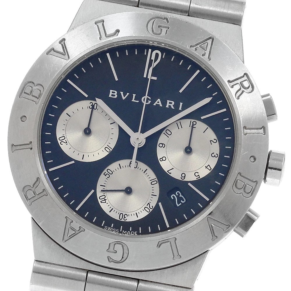 BVLGARI DIAGONO CHRONOGRAPH DATE BLACK / SILVER QUARTZ WATCH: BVLGARI Diagono Chronograph Date Black / Silver Quartz Watch Brand: BVLGARI Type/Style: Wristwatch Material: Band Material Stainless Steel, Case Material Stainless Steel Color: Case Color Silver Band