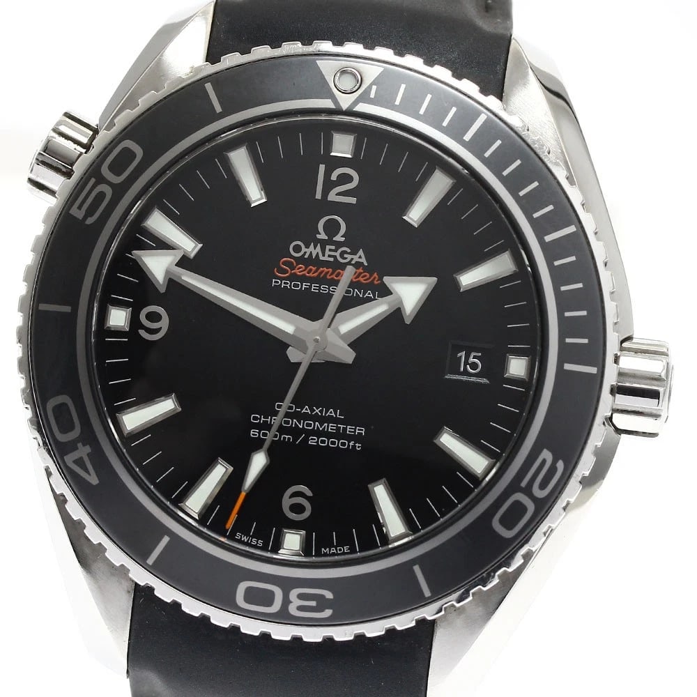 OMEGA SEAMASTER PLANET OCEAN CO-AXIAL AUTOMATIC WATCH: OMEGA Seamaster Planet Ocean Co-Axial Automatic Watch Brand: OMEGA Type/Style: Wristwatch Material: Band Material rubber, Case Material Stainless Steel Color: Dial Color black Band Color black Case