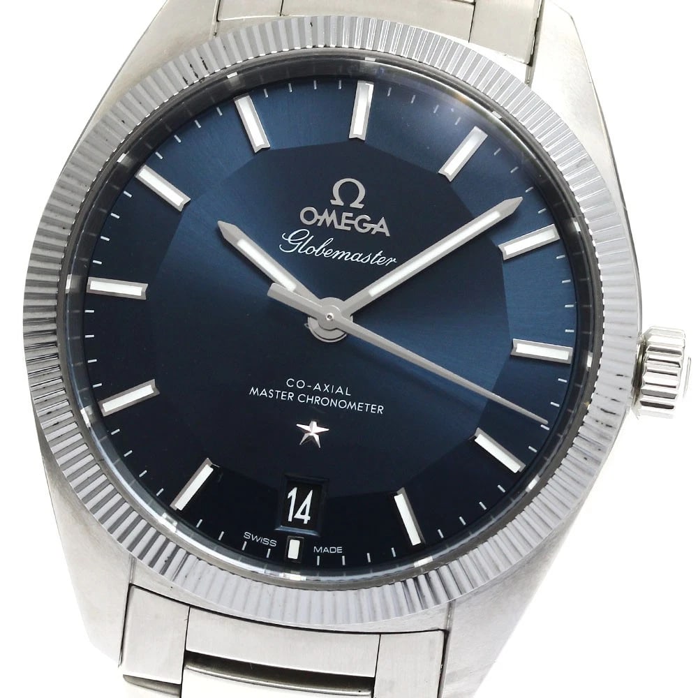 OMEGA GLOBEMASTER NAVY AUTOMATIC WATCH: OMEGA Globemaster Navy Automatic Watch Brand: OMEGA Type/Style: Wristwatch Material: Band Material Stainless Steel, Case Material Stainless Steel Color: Dial Color Navy Band Color Silver Case Color Si
