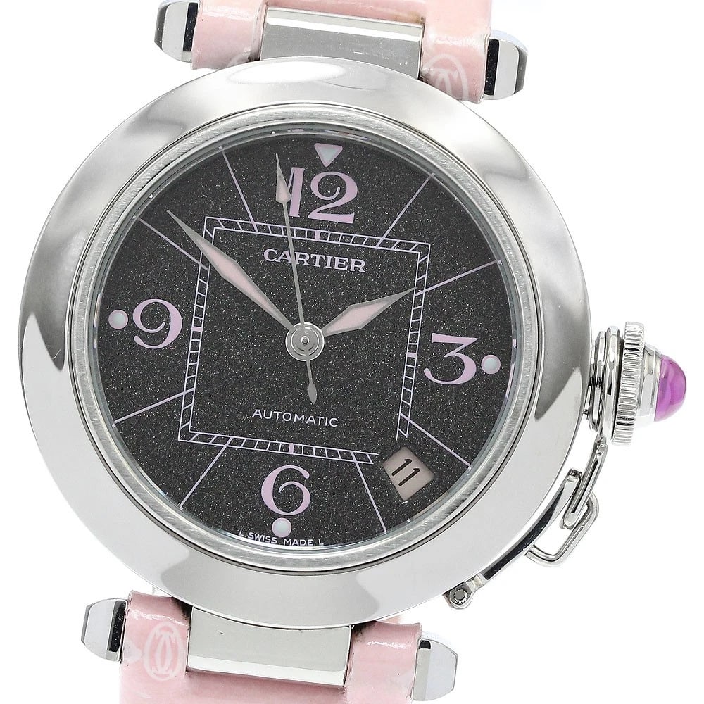 CARTIER PASHA DATE AUTOMATIC WATCH: CARTIER Pasha Date Automatic Watch Brand: CARTIER Type/Style: Wristwatch Material: Band Material leather, Case Material Stainless Steel Color: Dial Color black Size: Case size About 35mm (1.4inch)