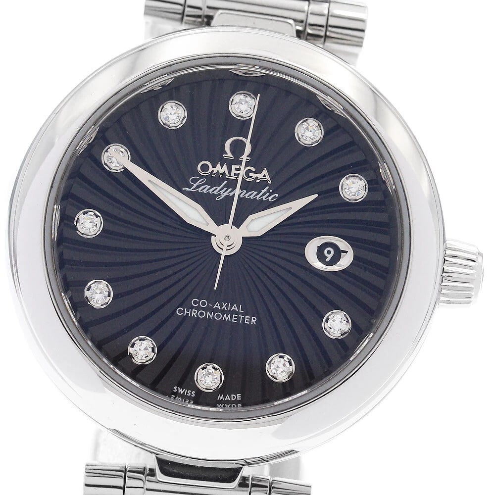OMEGA DE VILLE DIAMOND AUTOMATIC WATCH: OMEGA De Ville diamond Automatic Watch Brand: OMEGA Type/Style: Wristwatch Material: Band Material Stainless Steel, Case Material Stainless Steel Color: Dial Color black Size: Case size About 34mm