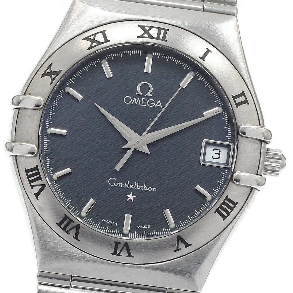 OMEGA CONSTELLATION DATE GRAY QUARTZ WATCH: OMEGA Constellation Date Gray Quartz Watch Brand: OMEGA Type/Style: Wristwatch Material: Band Material Stainless Steel, Case Material Stainless Steel Color: Dial Color gray Size: Case size About 33mm 