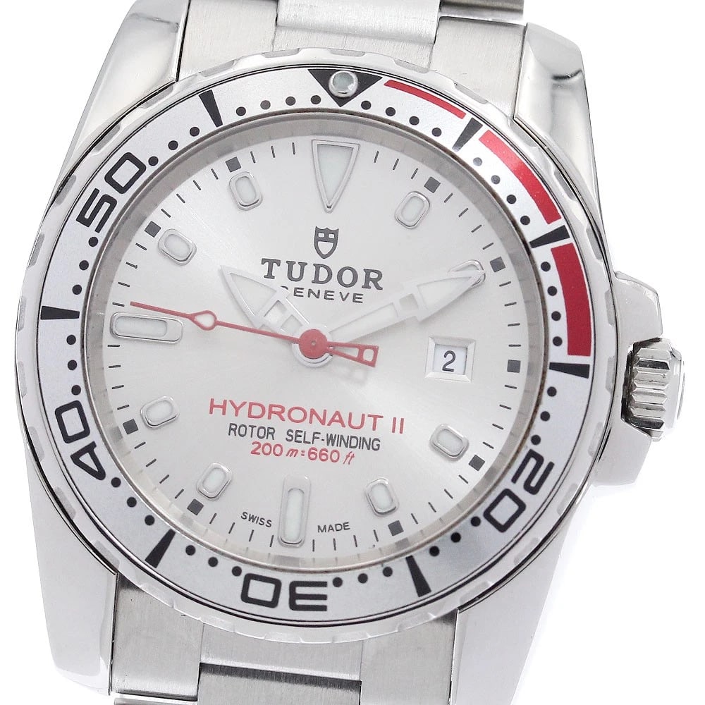 TUDOR HYDRO DATE SILVER AUTOMATIC WATCH: TUDOR Hydro Date Silver Automatic Watch Brand: TUDOR Type/Style: Wristwatch Material: Band Material Stainless Steel, Case Material Stainless Steel Color: Dial Color Silver Size: Case size About 30mm