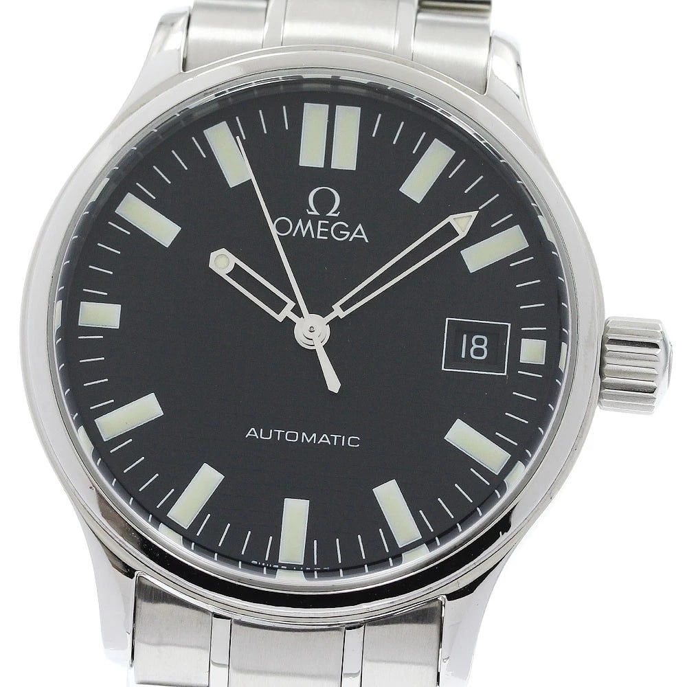 OMEGA CLASSIC DYNAMIC DATE BLACK AUTOMATIC WATCH: OMEGA Classic dynamic Date black Automatic Watch Brand: OMEGA Type/Style: Wristwatch Material: Band Material Stainless Steel, Case Material Stainless Steel Color: Dial Color black Size: Case size