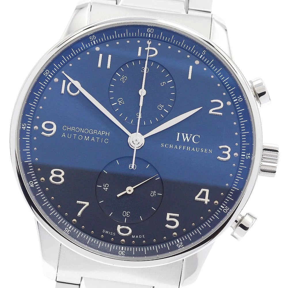 IWC SCHAFFHAUSEN PORTUGESE BLUE AUTOMATIC WATCH: IWC SCHAFFHAUSEN Portugese blue Automatic Watch Brand: IWC SCHAFFHAUSEN Type/Style: Wristwatch Material: Band Material Stainless Steel, Case Material Stainless Steel Color: Dial Color blue Size: Case