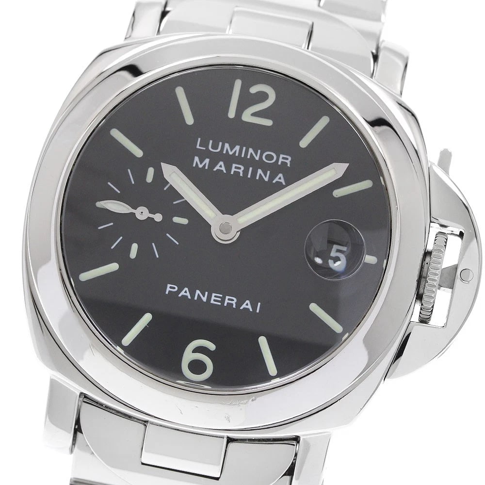 PANERAI LUMINOR MARINA AUTOMATIC WATCH: PANERAI Luminor Marina Automatic Watch Brand: PANERAI Type/Style: Wristwatch Material: Band Material Stainless Steel, Case Material Stainless Steel Color: Dial Color black Size: Case size About 40mm (