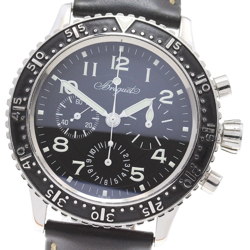 BREGUET AERONAVALE AUTOMATIC WATCH: Breguet Aeronavale Automatic Watch Brand: Breguet Type/Style: Wristwatch Material: Band Material leather, Case Material Stainless Steel Color: Dial Color black Size: Case size About 41mm (1.6inch)