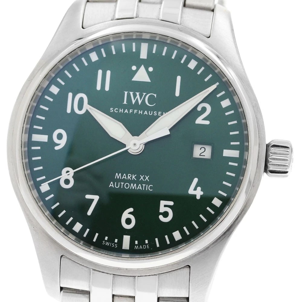IWC SCHAFFHAUSEN PILOT'S WATCH GREEN DIAL WATCH: IWC SCHAFFHAUSEN Pilot's Watch Green dial Watch Brand: IWC SCHAFFHAUSEN Type/Style: Wristwatch Material: Band Material Stainless Steel, Case Material Stainless Steel Color: Dial Color green Size: