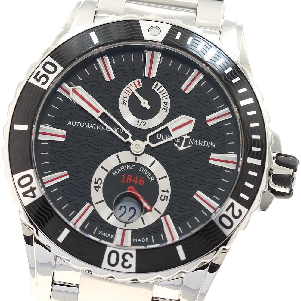 ULYSSE NARDIN MARINE DATE BLACK AUTOMATIC WATCH: Ulysse Nardin Marine Date black Automatic Watch Brand: Ulysse Nardin Type/Style: Wristwatch Material: Band Material Stainless Steel, Case Material Stainless Steel Color: Dial Color black Size: Case
