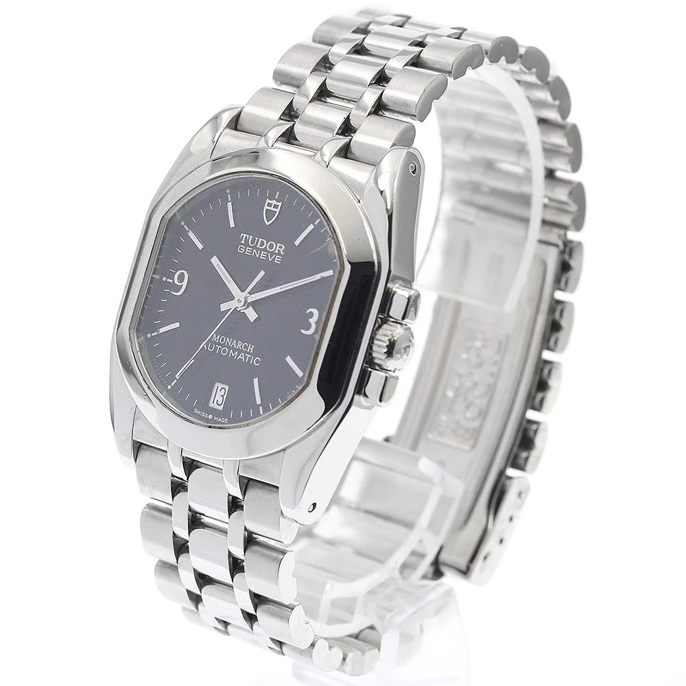 TUDOR DATE BLACK AUTOMATIC WATCH: TUDOR Date black Automatic Watch Brand: TUDOR Type/Style: Wristwatch Material: Band Material Stainless Steel, Case Material Stainless Steel Color: Dial Color black Size: Case size About 33mm