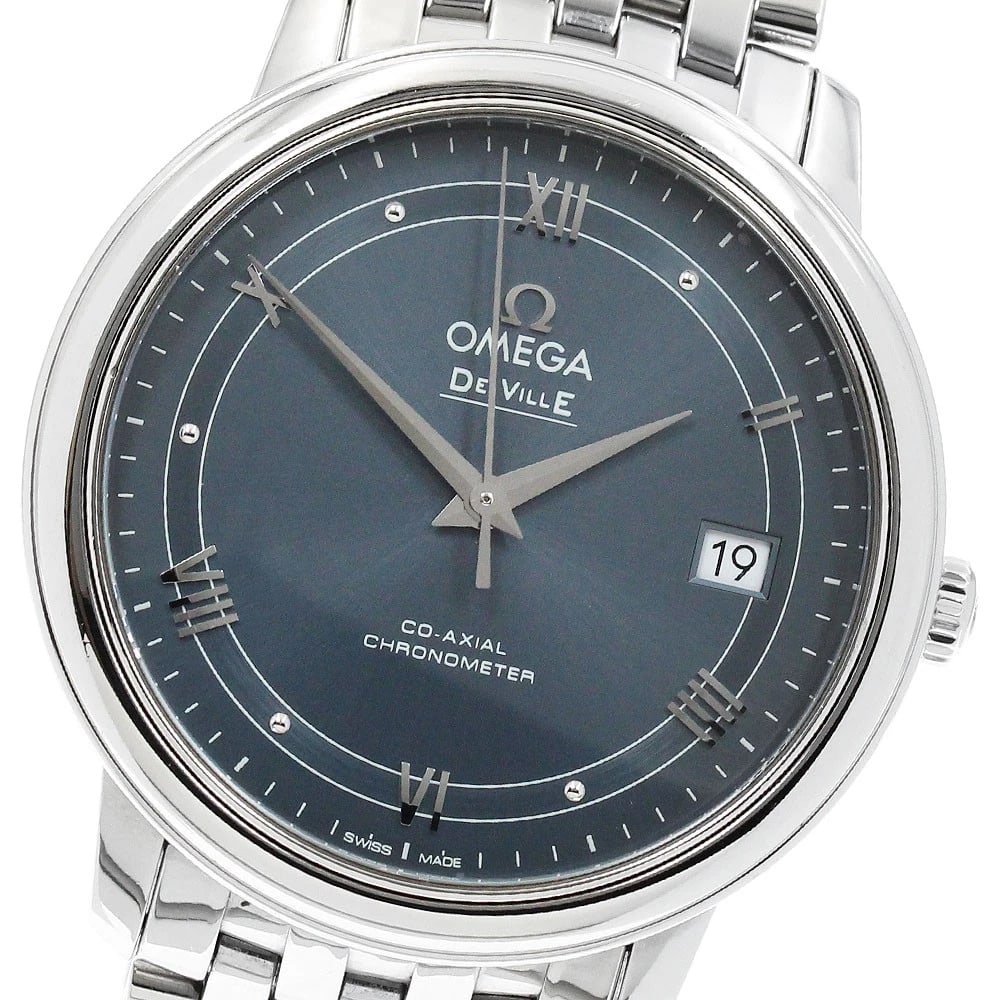 OMEGA DE VILLE PRESTIGE COAXIAL AUTOMATIC WATCH: OMEGA De Ville Prestige Coaxial Automatic Watch Brand: OMEGA Type/Style: Wristwatch Material: Band Material Stainless Steel, Case Material Stainless Steel Color: Dial Color blue Size: Case size About