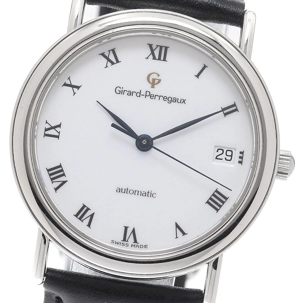 GIRARD PERREGAUX CLASSIC DATE WHITE AUTOMATIC WATCH: GIRARD PERREGAUX Classic Date white Automatic Watch Brand: GIRARD PERREGAUX Type/Style: Wristwatch Material: Band Material leather, Case Material Stainless Steel Color: Dial Color white Size: Case