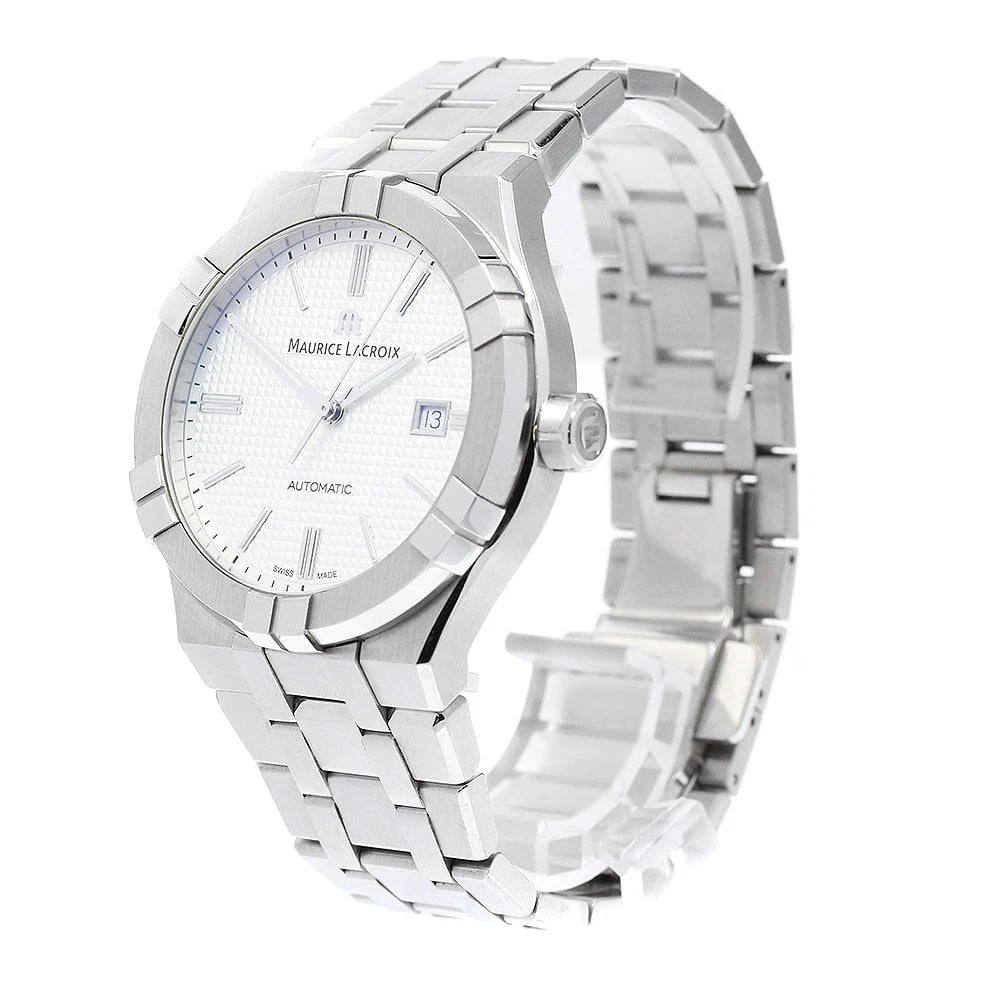 MAURICE LACROIX DATE SILVER AUTOMATIC WATCH: MAURICE LACROIX Date Silver Automatic Watch Brand: MAURICE LACROIX Type/Style: Wristwatch Material: Band Material Stainless Steel, Case Material Stainless Steel Color: Dial Color Silver Size: Case