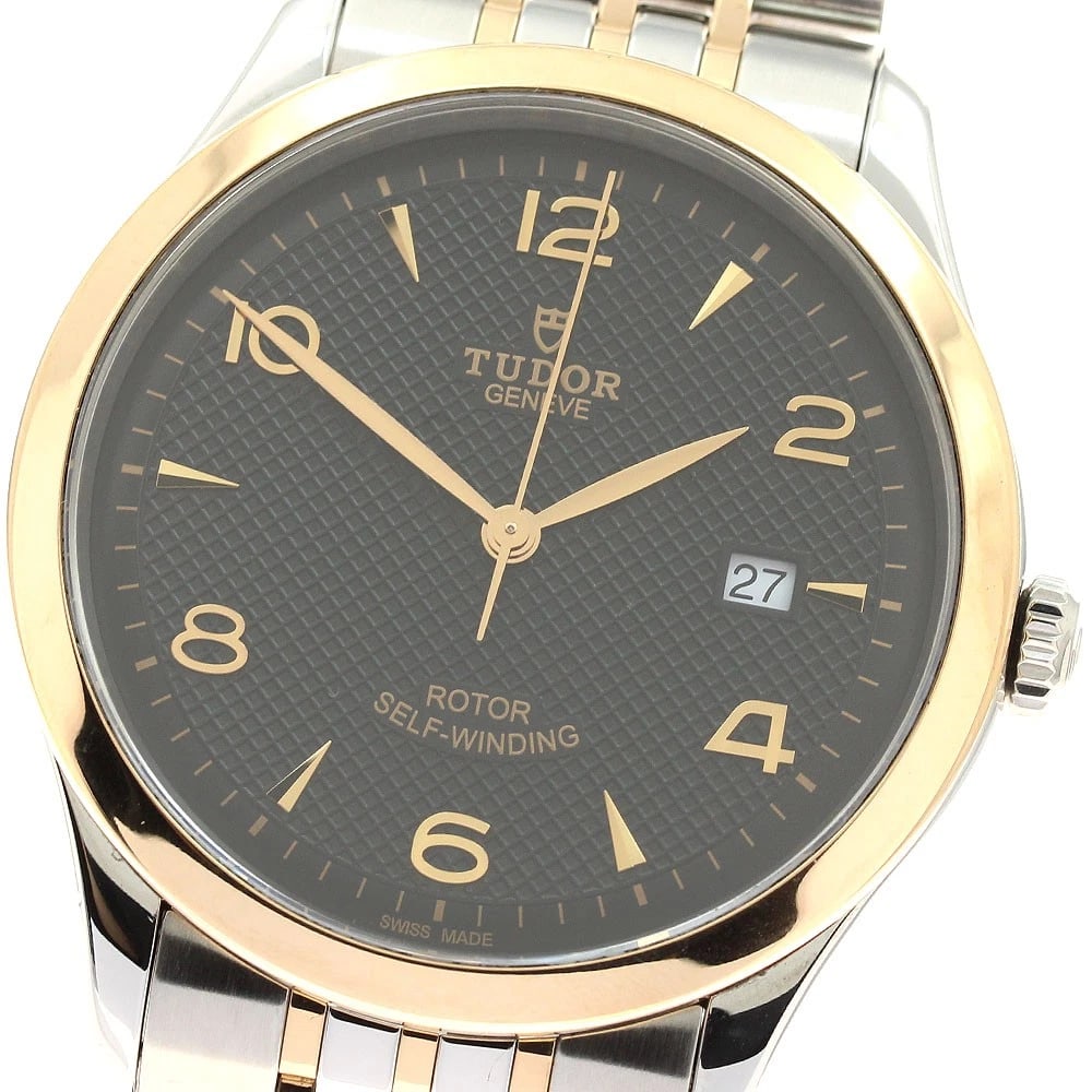 TUDOR DATE BLACK AUTOMATIC WATCH: TUDOR Date Black Automatic Watch Brand: TUDOR Type/Style: Wristwatch Material: Band Material Stainless Steel/RG, Case Material Stainless Steel/RG Color: Dial Color black Size: Case size About 42mm (1.