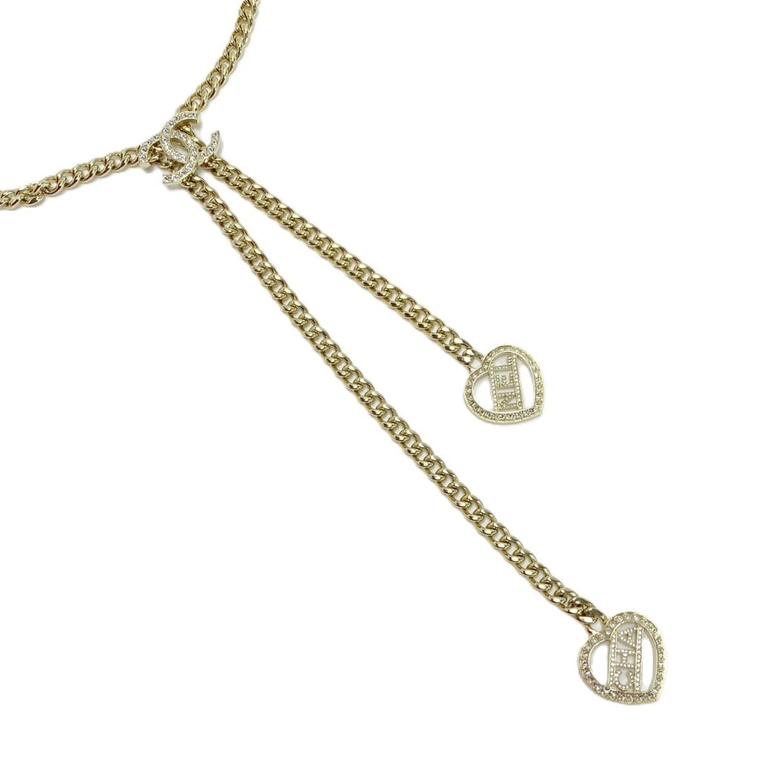 CHANEL NECKLACE GOLD GP RHINESTONE: CHANEL Necklace Gold GP Rhinestone Brand: CHANEL Type/Style: Necklace Material: GP (Gold Plated), Color: GOLD Size: Total Length Approx. 93cm Accessories: None Accessories Notice: When pur