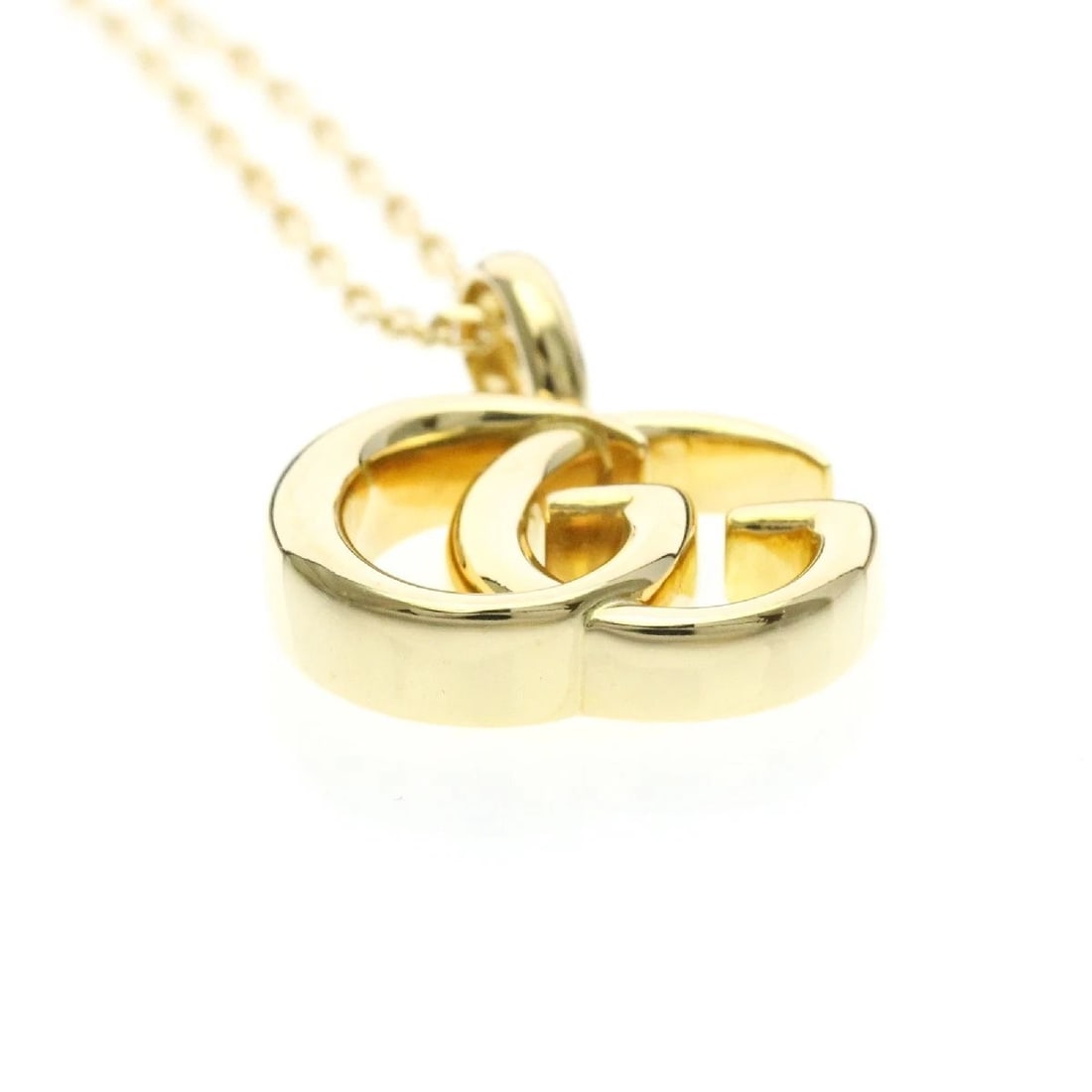 GUCCI K18 YELLOW GOLD DOUBLE GG NECKLACE: Gucci K18 Yellow Gold Double GG Necklace Brand: Gucci Type/Style: Necklace Material: 18K Yellow Gold (18K YG), Color: YELLOW GOLD Size: Pendant Height x Width: 13.2mm x 17mm / 0.51'? x 0.66Neck Circum