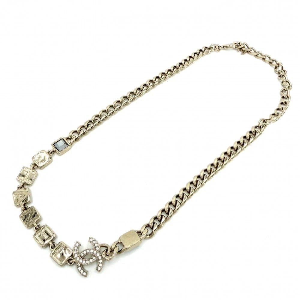 CHANEL NECKLACE GP RHINESTONE GOLD: Chanel Necklace GP Rhinestone gold Brand: Chanel Type/Style: Necklace Material: GP Rhinestone, Color: GOLD Size: Total Length: Approx. 47cm Chain Width: Approx. 0.6cm Accessories: None Acc