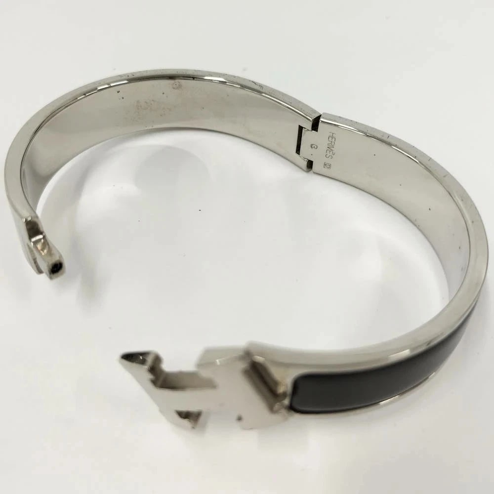 HERMES ENAMEL BRACELET PLATED BLACK SILVER (1 of 6)