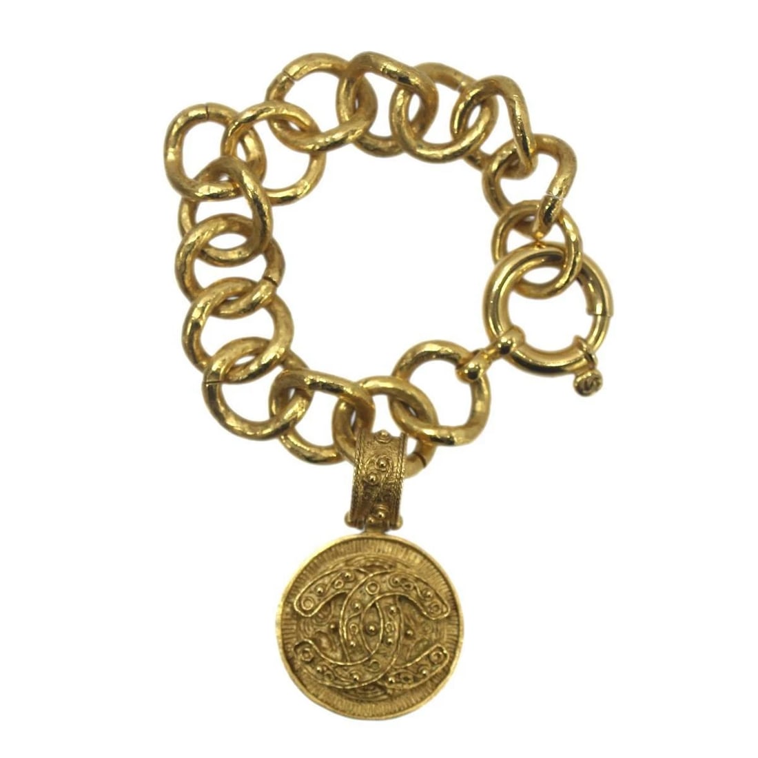 CHANEL COCO BRACELET GP GOLD ROUND: CHANEL Coco Bracelet GP Gold Round Brand: CHANEL Type/Style: Bracelet Material: GP, Color: gold Size: Size Approximately Arm circumference: 18cm Chain width: 1.6cm Motif diameter: 3cm Accessories: