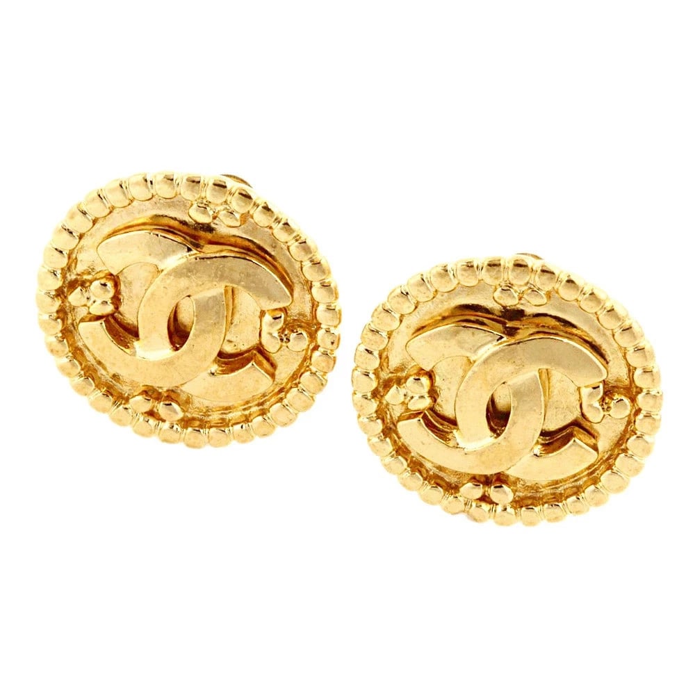 CHANEL COCO MARK LOGO EARRINGS: Chanel Coco Mark Logo Earrings Brand: Chanel Type/Style: Earrings Material: GP, Color: GOLD Size: Approximately 2.4cm Accessories: None Accessories Notice: When purchasing pre-owned goods,