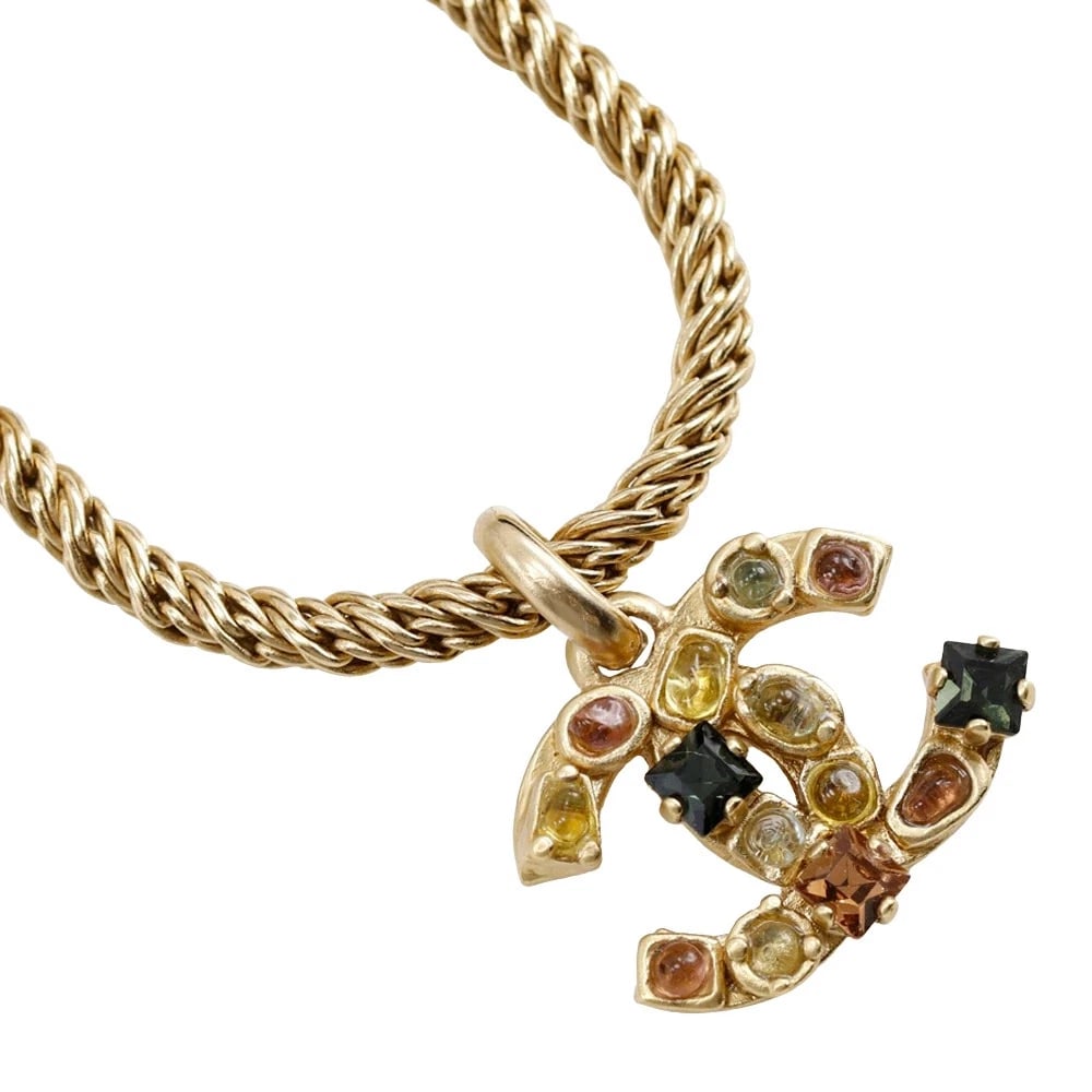 CHANEL NECKLACES & PENDANTS GRIPOA COCO MARK GOLD RHINESTONES (1 of 3)