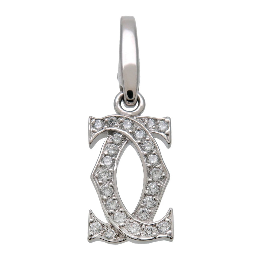 CARTIER PENDANT IN 18K WHITE GOLD (750WG) DIAMONDS: Cartier Pendant in 18K White Gold (750WG) Diamonds Brand: Cartier Type/Style: Pendant Top Material: 750WG, Diamond, Color: White Gold Size: W: 8.7 mm H: 13.1 mm Accessories: None Accessori